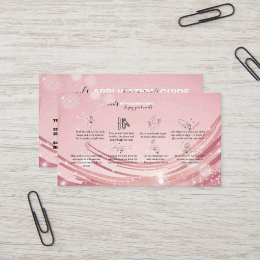 Anleitung für moderne rosa goldene Nagelfarben Visitenkarte (Vorderseite/Rückseite Beispiel)