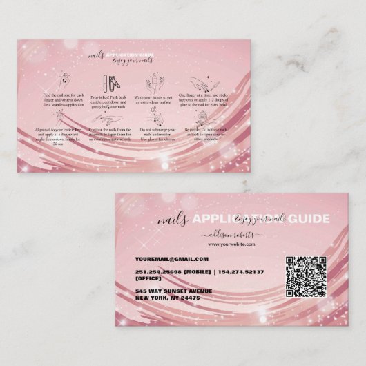 Anleitung für moderne rosa goldene Nagelfarben Visitenkarte (Vorne/Hinten)
