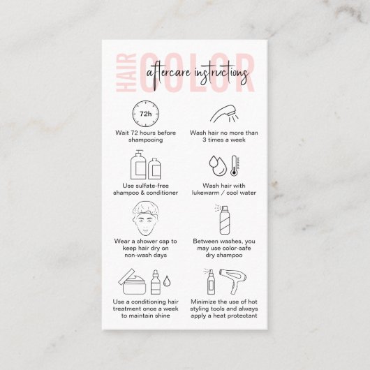 Anleitung für moderne rosa Logo-Haarfarbe nach der Visitenkarte (Vorderseite)