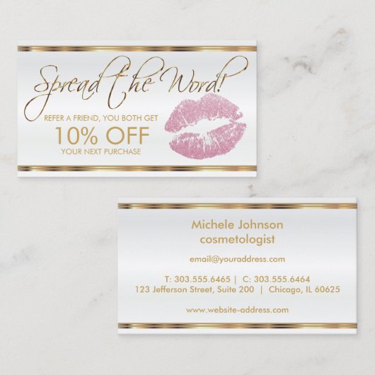 Anleitung für Pink Glitzer Lipstick Empfehlungskarte (Vorne/Hinten)