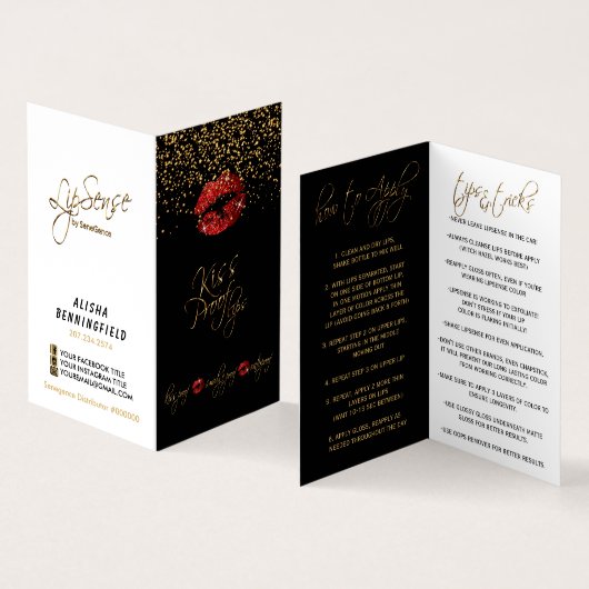 Anleitung für Red Lips & Gold Confetti Visitenkarten (Innenseite und Außenseite)