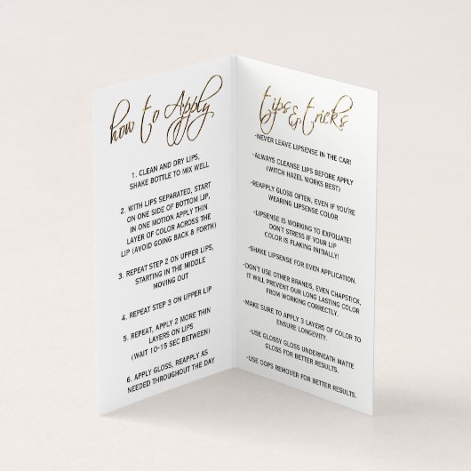 Anleitung für Rosa und Gold Lip Visitenkarten (Innenseite)