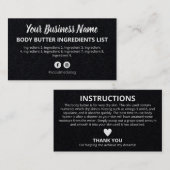 Anleitung für schwarze Inhaltsstoffe Visitenkarte (Vorne/Hinten)