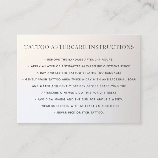 Anleitung für Tattoo Aftercare Silver Gradient Visitenkarte (Vorderseite)