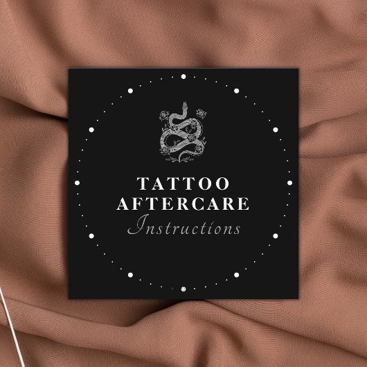 Anleitung Tattoo Aftercare Black & White Text S Quadratische Visitenkarte