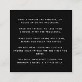 Anleitung Tattoo Aftercare Black & White Text S Quadratische Visitenkarte (Rückseite)