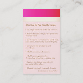 Anleitung zu Hot Pink Eyelash-Verlängerungen nach  Empfehlungskarte