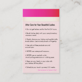 Anleitung zu Hot Pink Eyelash-Verlängerungen nach  Empfehlungskarte