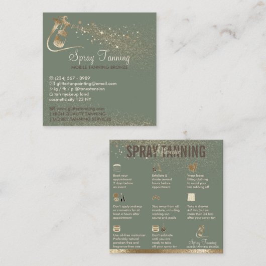 Anleitung zum Anbringen von Sage gold Spray Tan Quadratische Visitenkarte (Vorne/Hinten)