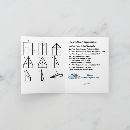 Anleitung zum Erstellen einer Papierflugzeugkarte Karte (Innenseite)