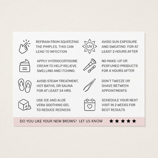 Anleitung zum Eyebrow Threading Aftercare (Rückseite)