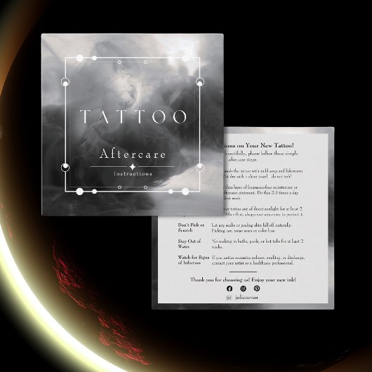 Anleitung zum Himmelsschwarzen Tätowier Nachsorge Quadratische Visitenkarte