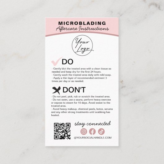 Anleitung zum Mikroblading der Augenbrauen Visitenkarte (Rückseite)