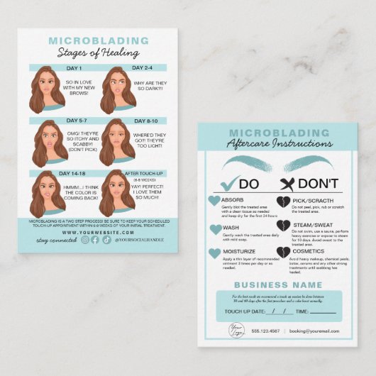Anleitung zum Mikroblading der Augenbrauen Visitenkarte (Vorne/Hinten)