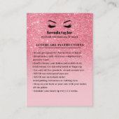 Anleitung zum PInk Glitzer Eyelash Brow Aftercare Visitenkarte (Vorderseite)