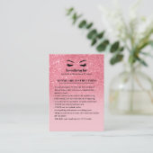 Anleitung zum PInk Glitzer Eyelash Brow Aftercare Visitenkarte (Stehend Vorderseite)