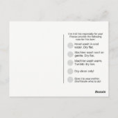 Anleitung zum Umhängen mit den Waschmitteln Postkarte (Rückseite)