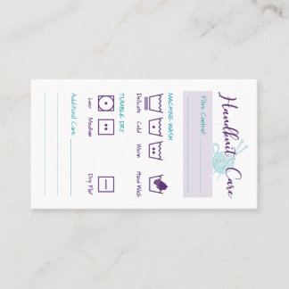 Anleitung zum Waschen der Hand-Strick-Care-Karte Visitenkarte