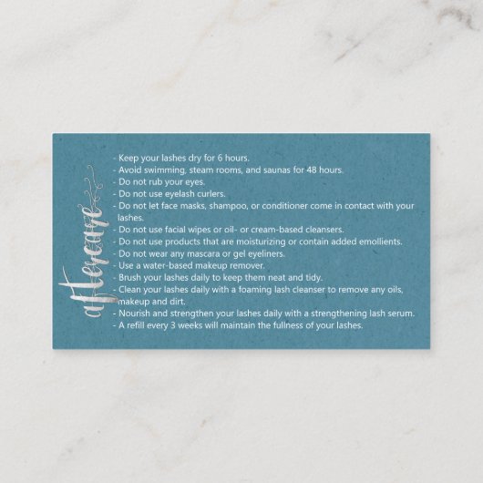Anleitung zur Aftercare Brow Microblading Blue Gra Visitenkarte (Rückseite)