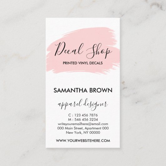 Anleitung zur Anwendung in rosa modernem Vinyl-Dec Visitenkarte (Vorderseite)