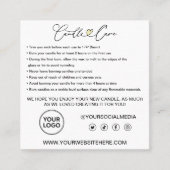 Anleitung zur Kerzenpflege / Gekümmert für Ihre Ke Quadratische Visitenkarte (Vorderseite)