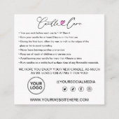 Anleitung zur Kerzenpflege & Kundendanke Quadratische Visitenkarte (Vorderseite)