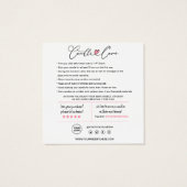 Anleitung zur Kerzenpflege und Kundendanke-Karte (Rückseite)