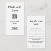 Anleitung zur Kerzenpflege Wachs melt add q r code Begleitkarte (Vorne/Hinten)