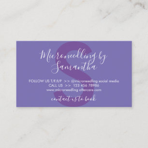 Anleitung zur lila Lilac Microneedling Aftercare Visitenkarte