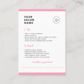 Anleitung zur Lippenpflege Injektionen Visitenkarte (Rückseite)