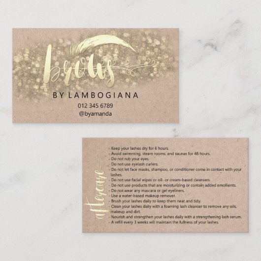 Anleitung zur Nachsorge Brow Microblade Kraft Visitenkarte (Vorne/Hinten)