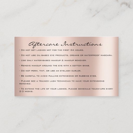 Anleitung zur Nachsorge Brows Crown Microblading Visitenkarte (Rückseite)