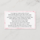 Anleitung zur Nachsorge Eyelash-Erweiterungen Visitenkarte (Rückseite)