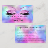 Anleitung zur Nachsorge Eyelash Pink Holographic Visitenkarte (Vorne/Hinten)