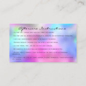 Anleitung zur Nachsorge Eyelash Pink Holographic Visitenkarte (Rückseite)