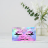 Anleitung zur Nachsorge Eyelash Pink Holographic Visitenkarte (Stehend Vorderseite)