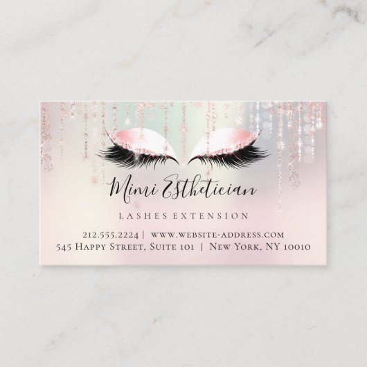 Anleitung zur Nachsorge Eyelash Pink Pearl Eyes Visitenkarte (Vorderseite)