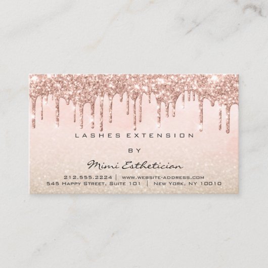 Anleitung zur Nachsorge Eyelash Rose Glitzer Tropf Visitenkarte (Vorderseite)