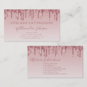 Anleitung zur Nachsorge Eyelashes Rose Gold Visitenkarte (Vorne/Hinten)