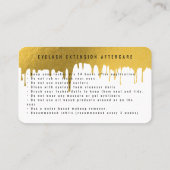 Anleitung zur Nachsorge für Lash Gold Tropfen Visitenkarte (Rückseite)