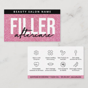 Anleitung zur Nachsorge für Pink Glitter Glam Fill Visitenkarte
