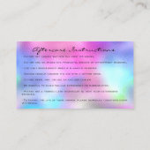 Anleitung zur Nachsorge Lash Bright Pink Tropfen Visitenkarte (Rückseite)