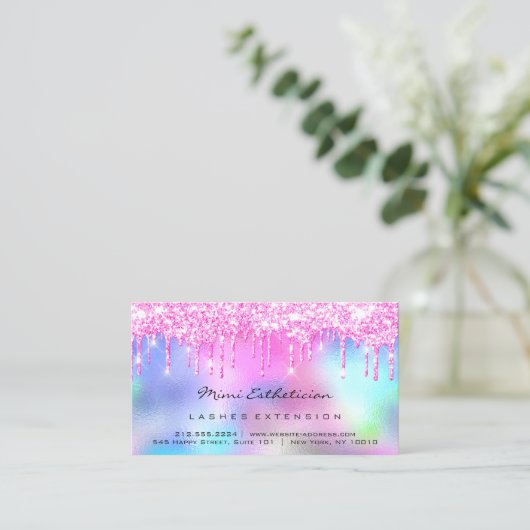 Anleitung zur Nachsorge Lash Bright Pink Tropfen Visitenkarte (Stehend Vorderseite)