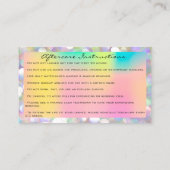 Anleitung zur Nachsorge Lash Pink Holograph Logo Visitenkarte (Rückseite)