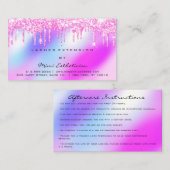Anleitung zur Nachsorge Lash Pink Tropfens Hologra Visitenkarte (Vorne/Hinten)