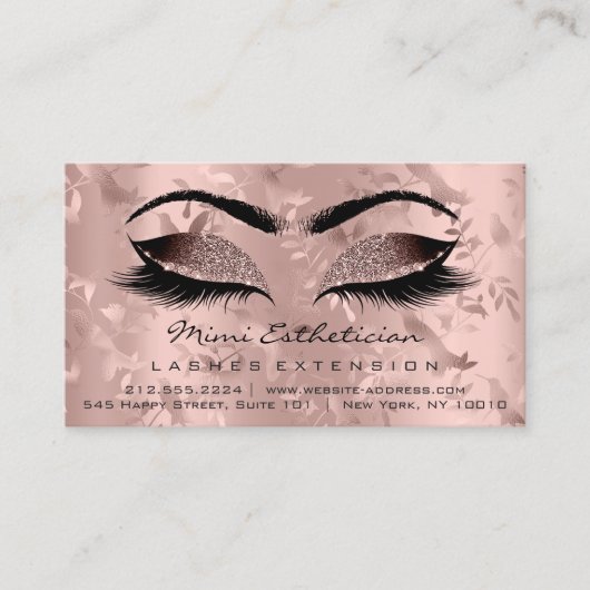 Anleitung zur Nachsorge Lash Rose Gold Eyelashes Visitenkarte (Vorderseite)
