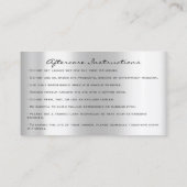 Anleitung zur Nachsorge Lash Silver Gray Tropfens Visitenkarte (Rückseite)