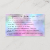 Anleitung zur Nachsorge Lashe Rose Rosa Tropfen Bl Visitenkarte (Rückseite)