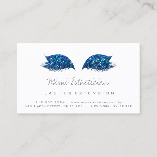 Anleitung zur Nachsorge Lashes Extension Blue Gray Visitenkarte (Vorderseite)