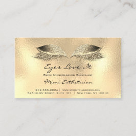 Anleitung zur Nachsorge Lashes Metall Glas Gold Visitenkarte